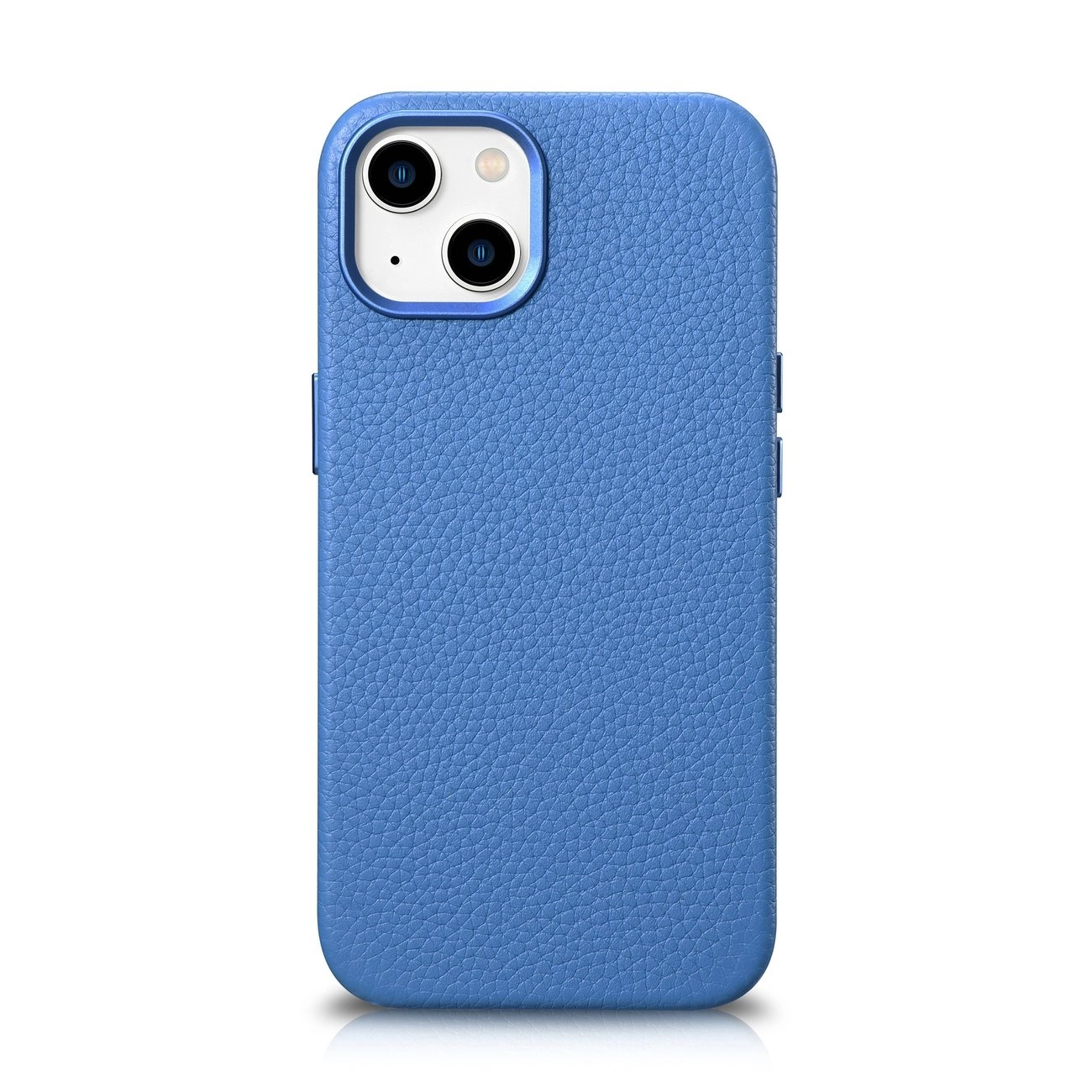 iCarer Litchi Premium Leather dėklas iPhone 14 Plus magnetinis odinis dėklas su MagSafe šviesiai mėlynas (WMI14220711-LB)