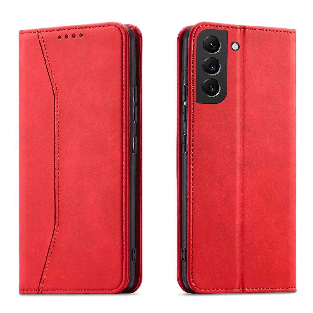 Magnet Fancy dėklas Samsung Galaxy S23+ – atverčiamas su piniginės funkcija, raudonas