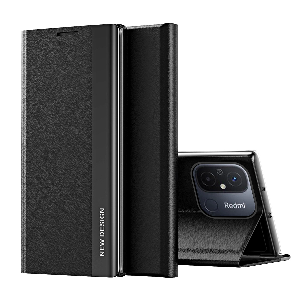 Sleep Case Pro dėklas Xiaomi Redmi 11A / Poco C55 / Redmi 12C su flip stovu – juodas