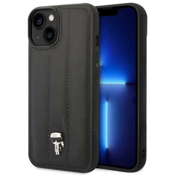 Karl Lagerfeld KLHCP14MPSQPK iPhone 14 Plus 6,7" juodas kietas dėklas Puffy Ikonik Pin