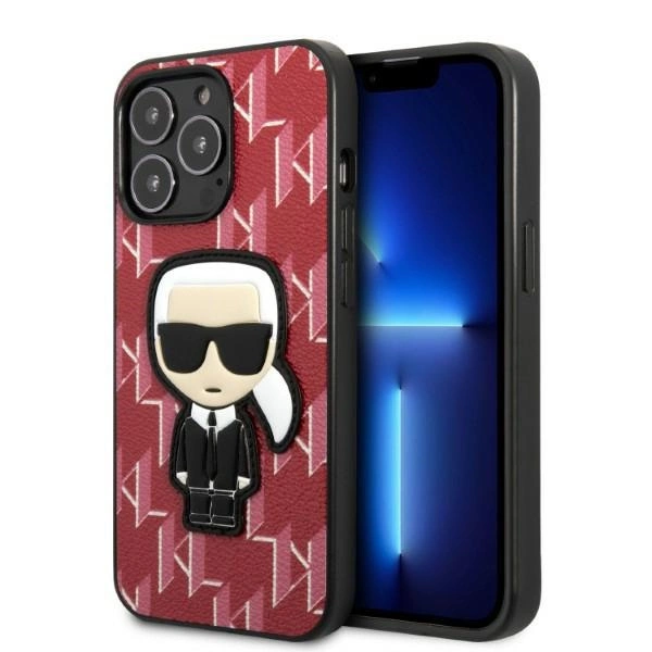 Karl Lagerfeld KLHCP13LPMNIKPI iPhone 13 Pro / 13 6,1" – raudonas/raudonas kietas dėklas, Monogram Ikonik Patch