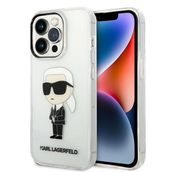 Karl Lagerfeld Ikonik Karl dėklas iPhone 14 Pro – permatomas