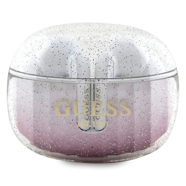 Guess Glitter Gradient TWS Bluetooth ausinės + dokavimo stotis - rožinės