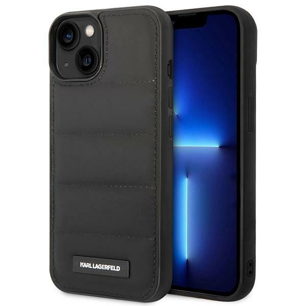 Karl Lagerfeld KLHCP14MPSQAK iPhone 14 Plus 6,7" juodas kietas dėklas Puffy Elongated Logo