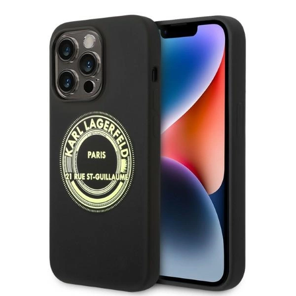Karl Lagerfeld Silicone RSG dėklas iPhone 14 Pro – juodas
