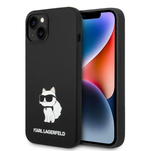 Karl Lagerfeld KLHMP14MSNCHBCK iPhone 14 Plus 6,7" – juodas/juodas kietas dėklas, Silicone Choupette MagSafe