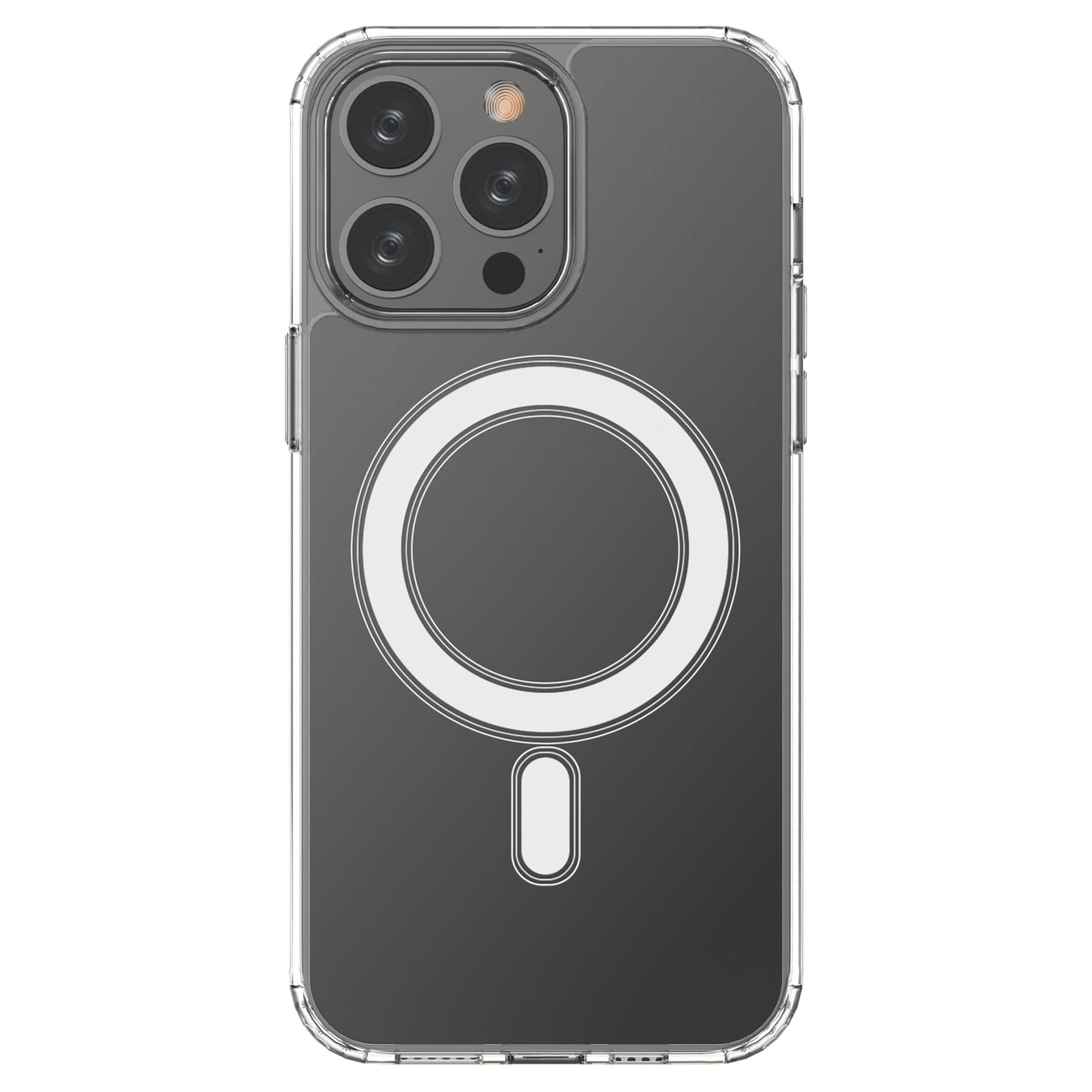 Skaidrus magnetinis dėklas su MagSafe iPhone 14 Pro Max su sidabriniu žiedu – skaidrus