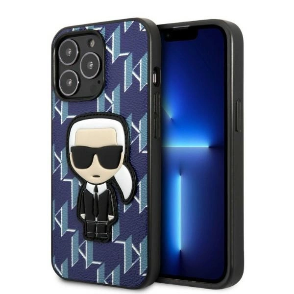 Karl Lagerfeld KLHCP13LPMNIKBL iPhone 13 Pro / 13 6,1" – mėlynas/mėlynas kietas dėklas, Monogram Ikonik Patch