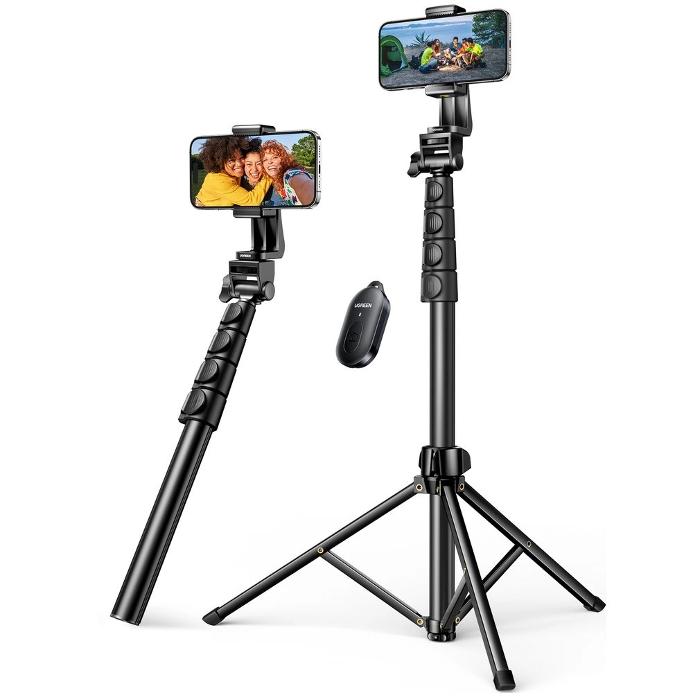 Ugreen LP680 selfie lazda su stovu ir Bluetooth nuotoliniu valdymu 1,8 m – juoda