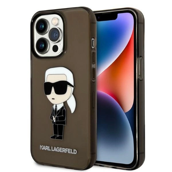 Karl Lagerfeld KLHCP14LHNIKTCK iPhone 14 Pro 6,1" – juodas/juodas kietas dėklas, Ikonik Karl Lagerfeld