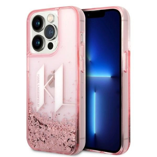 Karl Lagerfeld KLHCP14LLBKLCP dėklas iPhone 14 Pro 6,1" – rožinis Liquid Glitter Big KL