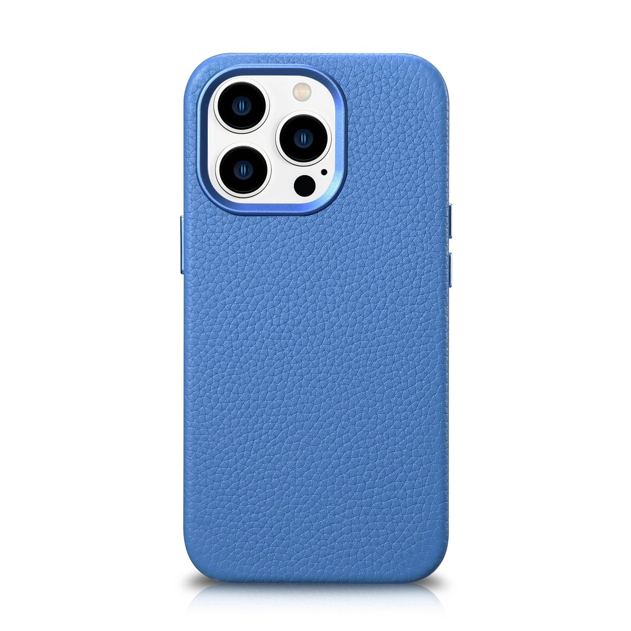 iCarer Litchi Premium Leather dėklas iPhone 14 Pro magnetinis odinis dėklas su MagSafe šviesiai mėlynas (WMI14220710-LB)