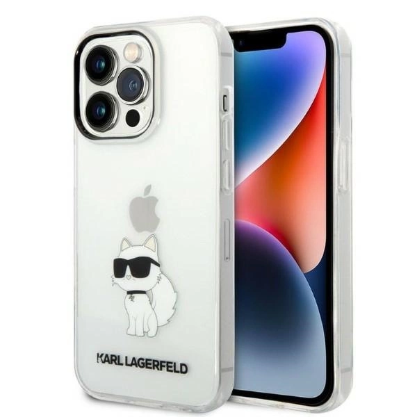 Karl Lagerfeld Ikonik Choupette dėklas iPhone 14 Pro – permatomas