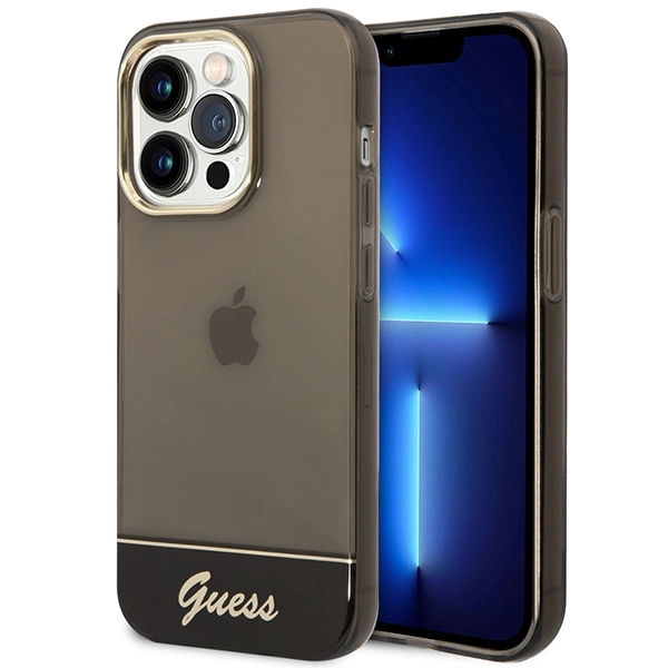 Guess GUHCP14LHGCOK iPhone 14 Pro 6,1" juodas kietas dėklas Translucent