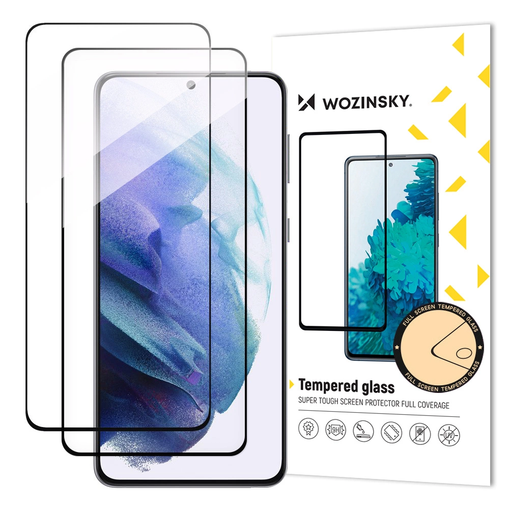 Wozinsky 2x Full Glue Grūdintas stiklas Samsung Galaxy S23+ – pilno ekrano grūdintas stiklas su juodu rėmeliu, 9H
