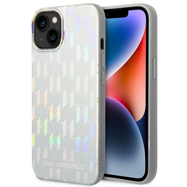 Karl Lagerfeld KLHCP14MLGMMSV3 iPhone 14 Plus 6,7" sidabrinis kietas dėklas Monogram Iridescent
