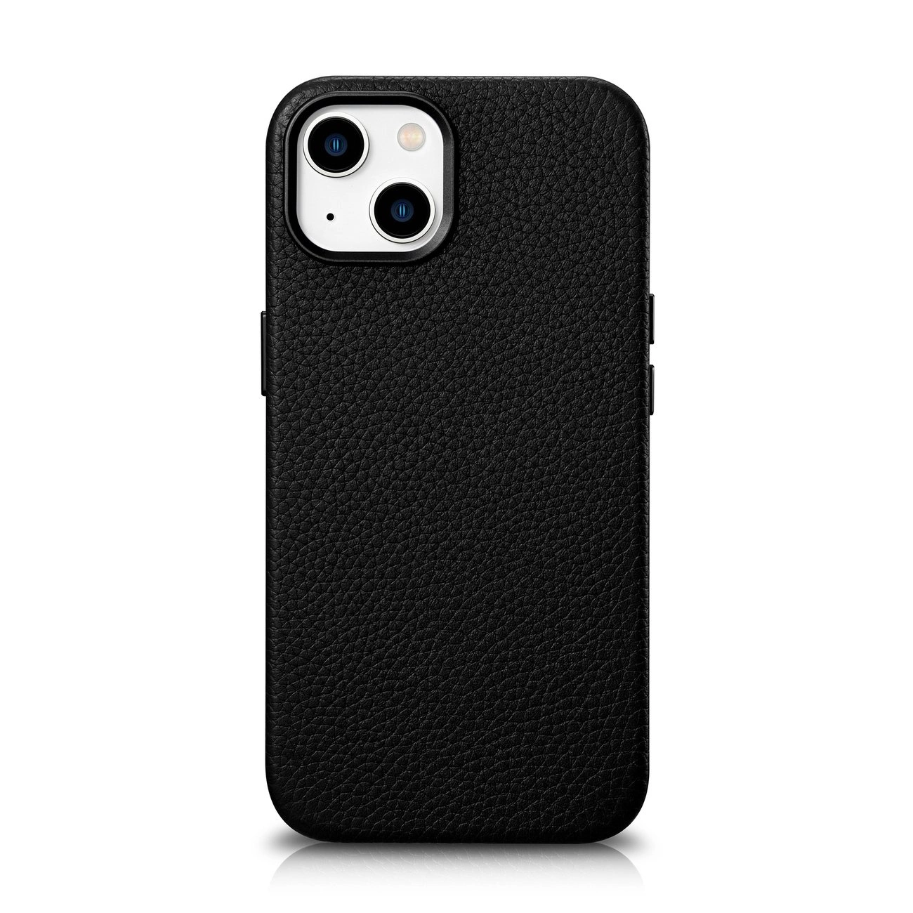 iCarer Litchi Premium Leather dėklas iPhone 14 magnetinis odinis dėklas su MagSafe juodas (WMI14220709-BK)