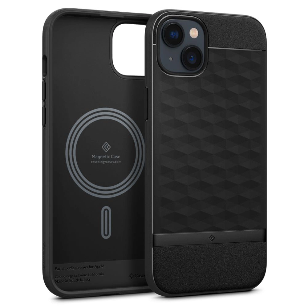 Caseology Parallax Mag MagSafe dėklas iPhone 14 Plus – matinės juodos spalvos