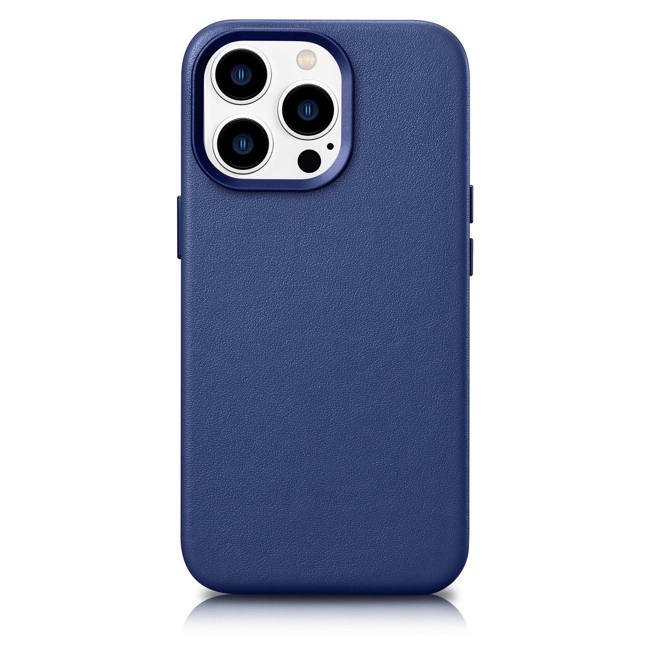 iCarer dėklas Odinis iPhone 14 Pro Max natūralios odos mėlynas (WMI14220708-BU) (suderinamas su MagSafe)