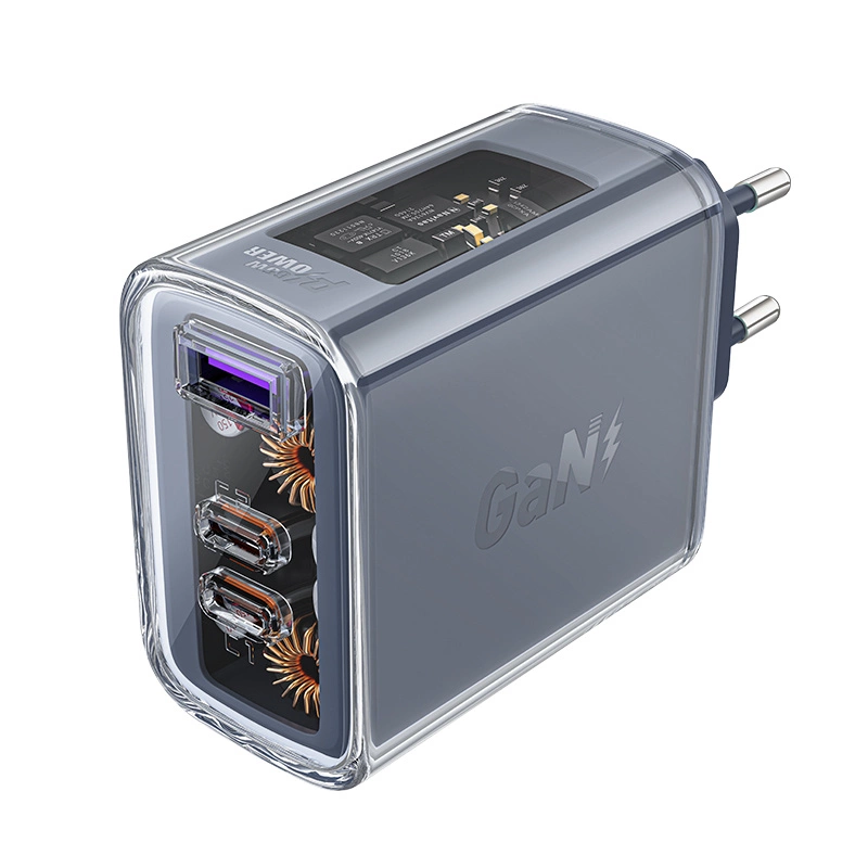 Acefast įkroviklis GaN 65W 3 lizdai (1xUSB, 2xUSB C) – pilkas (A45)