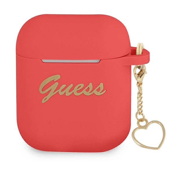 Guess GUA2LSCHSR AirPods dėklas raudonas/raudonas Silicone Charm Heart Collection