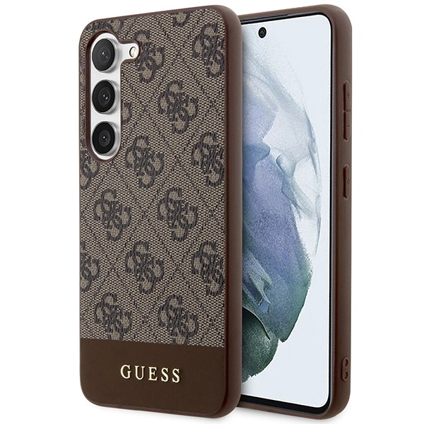 Guess GUHCS23MG4GLBR S23+ S916 – rudas/rudas kietas dėklas, 4G Stripe Collection