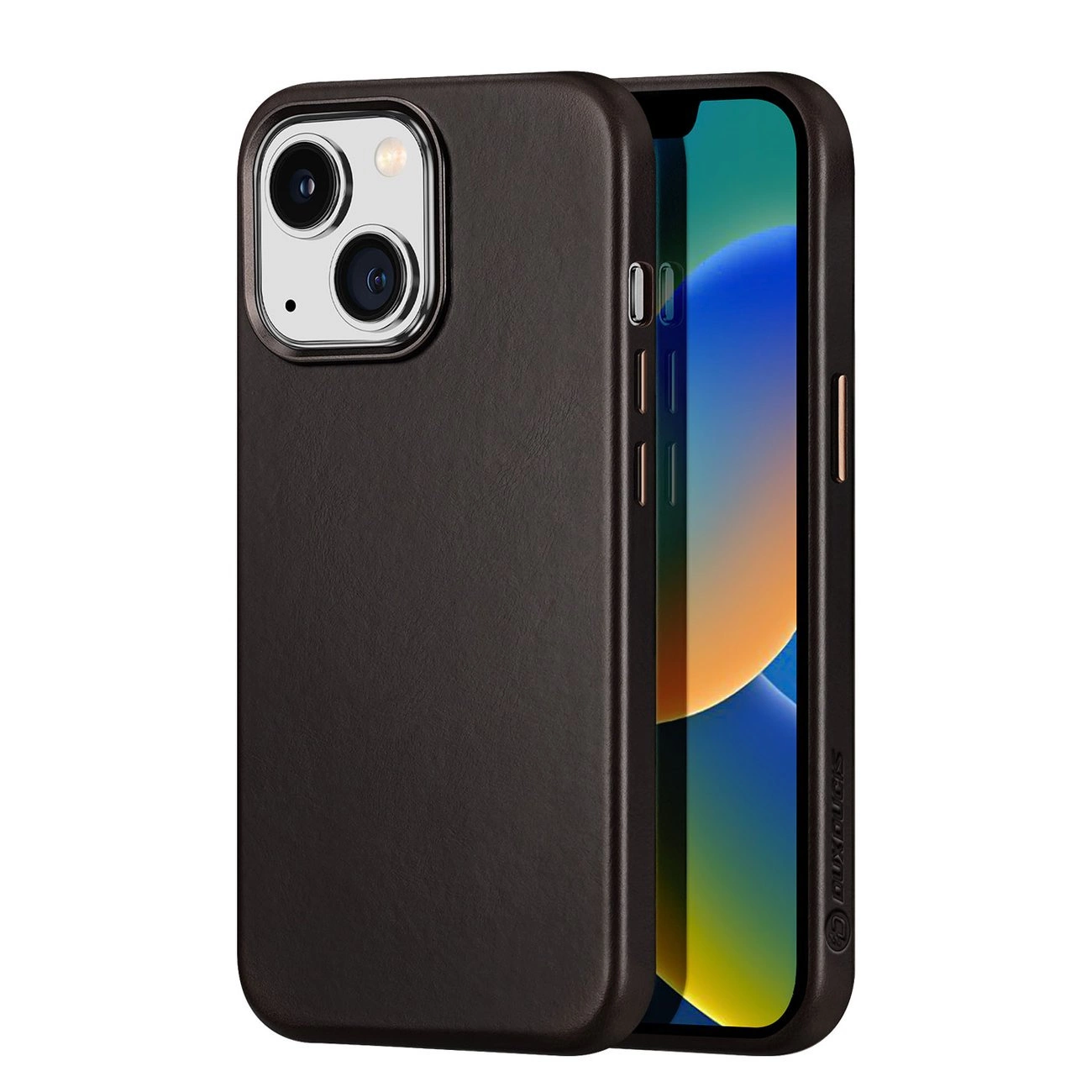 Dux Ducis Naples dėklas iPhone 14 Plus odinis (suderinamas su MagSafe) tamsiai rudas
