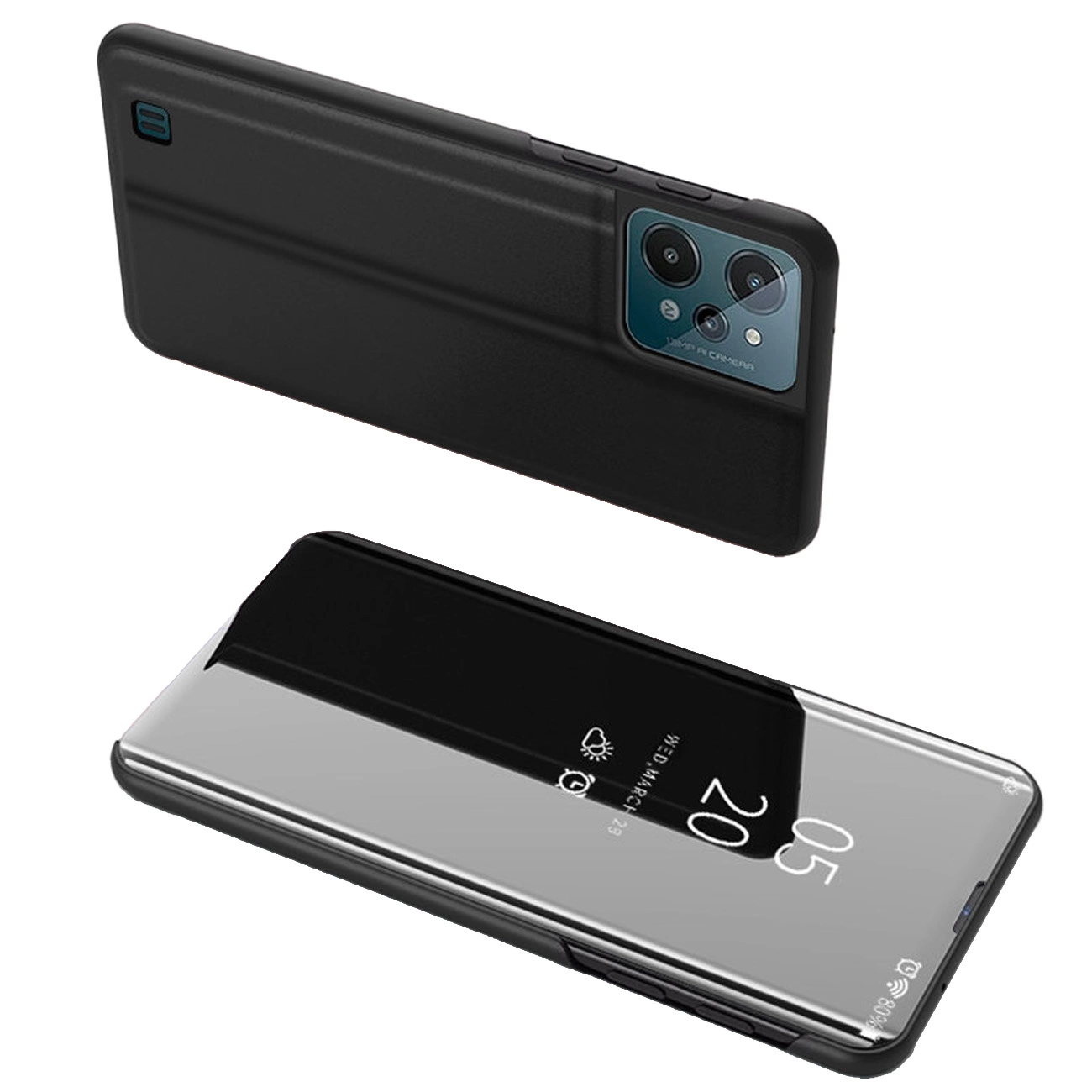 Clear View Case dėklas Realme C31, atvartėlis, juodas