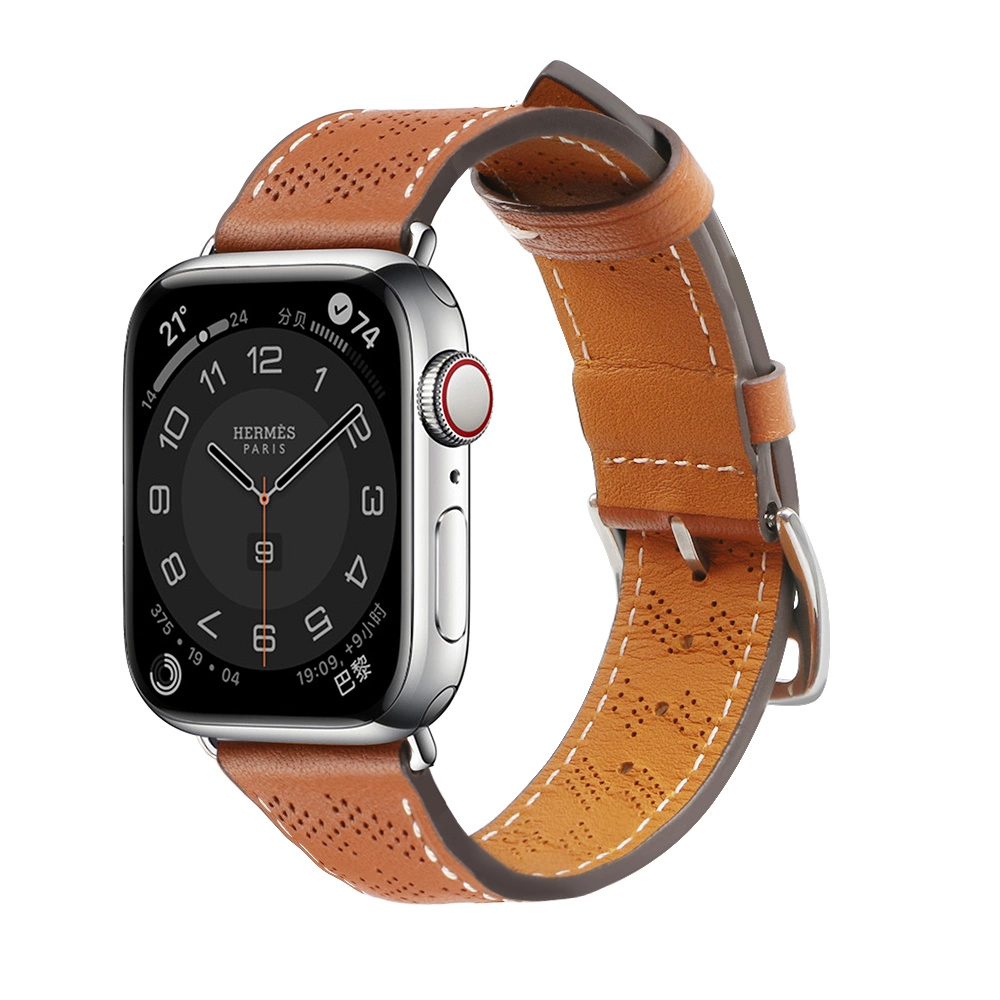 Strap Leather apyrankė Apple Watch 42 / 44 / 45 / 49 mm – ruda