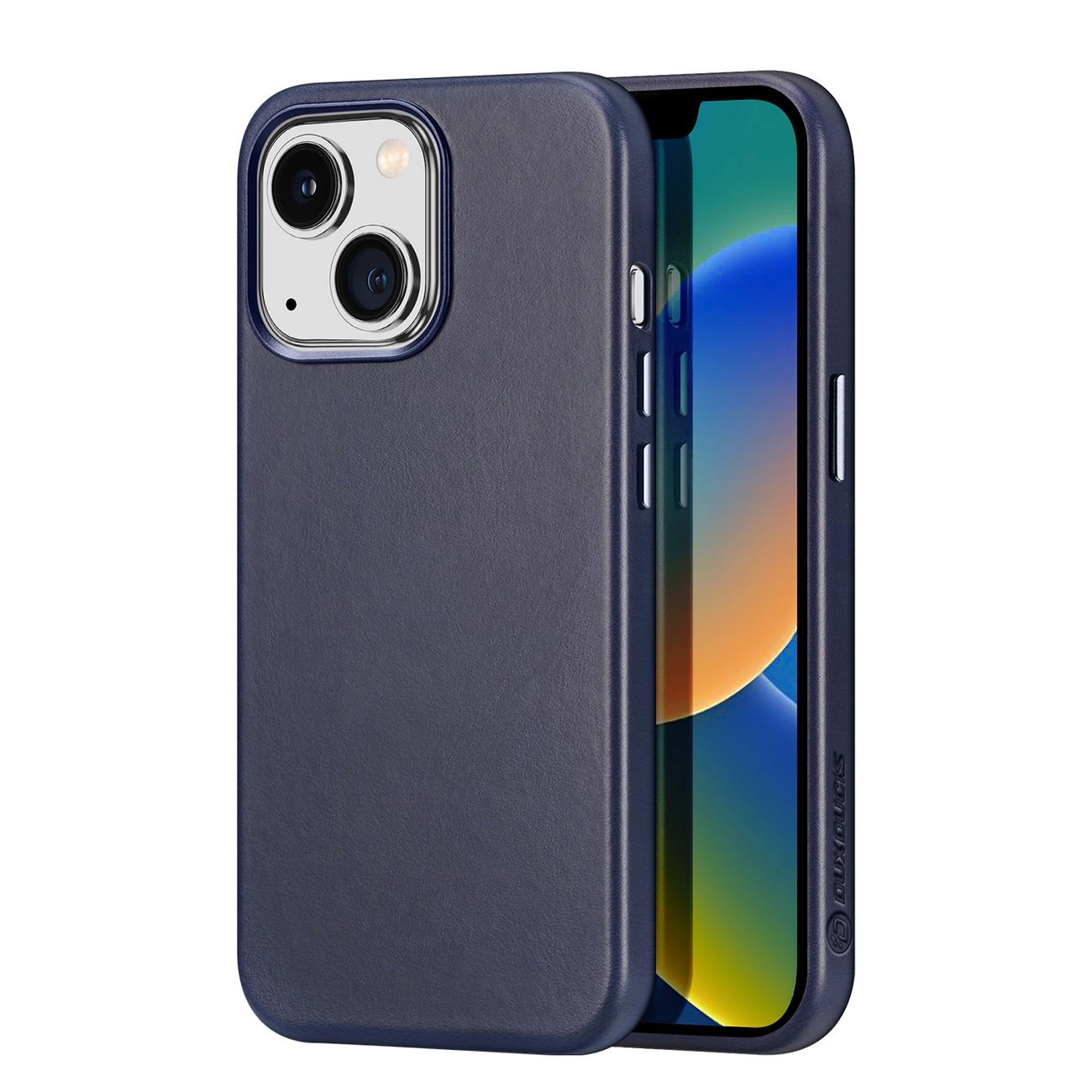 Dux Ducis Naples dėklas iPhone 14 magnetinis odos MagSafe mėlynas