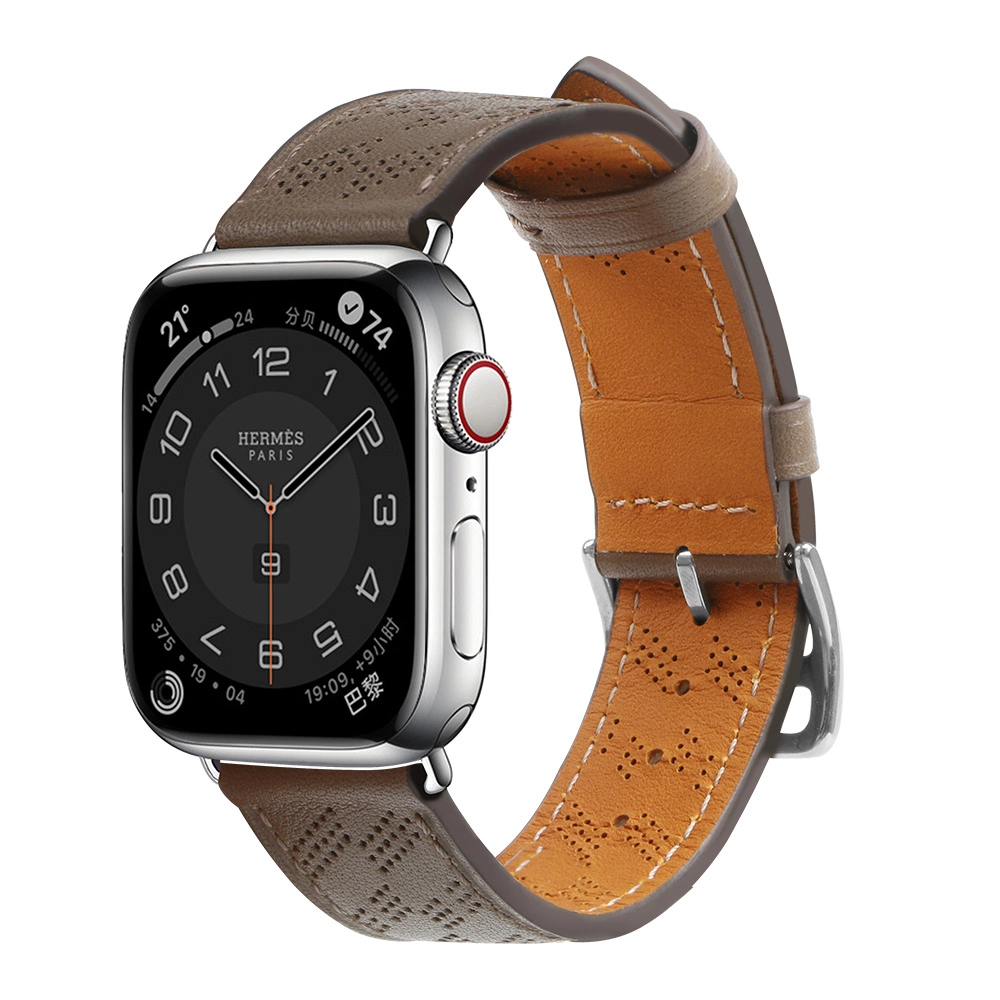 Strap Leather apyrankė Apple Watch 38 / 40 / 41 mm – tamsiai ruda