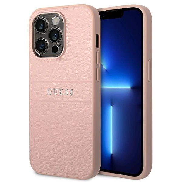Guess GUHCP14LPSASBPI iPhone 14 Pro 6,1" rožinis Saffiano dirželis