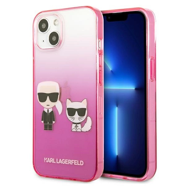 Karl Lagerfeld KLHCP13STGKCP iPhone 13 mini 5.4" kietas dėklas rožinis Gradient Ikonik Karl & Choupette