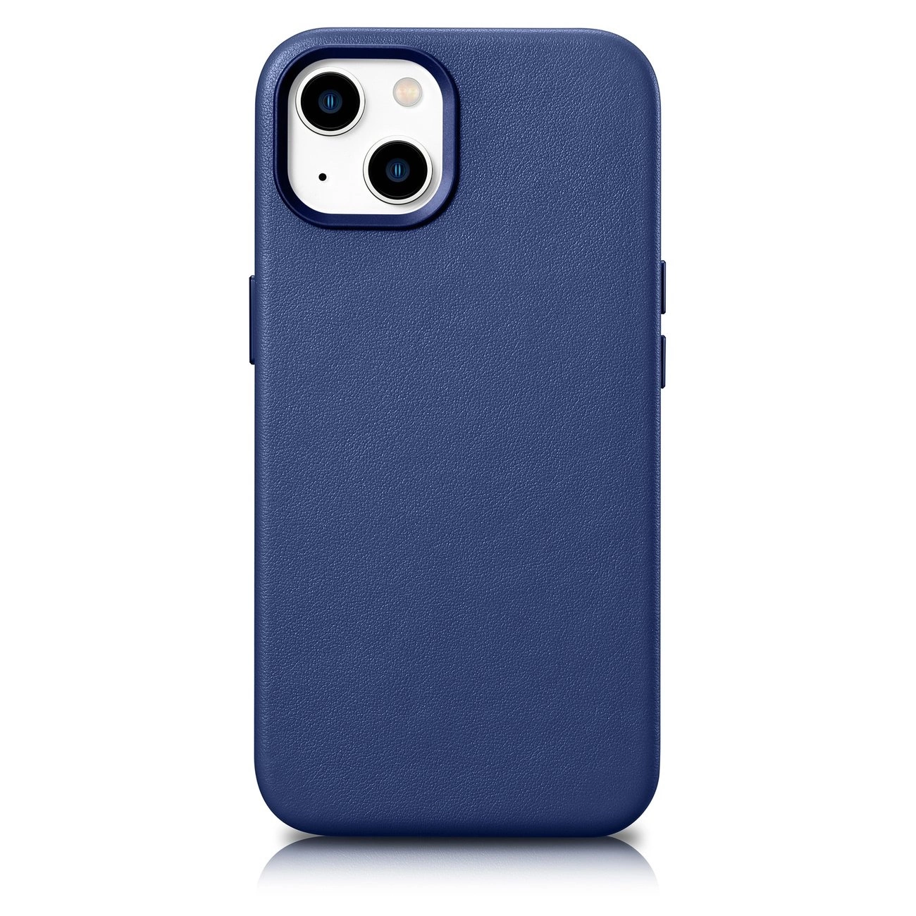iCarer odinis dėklas iPhone 14 Plus, natūralios odos dėklas, mėlynas (suderinamas su MagSafe)