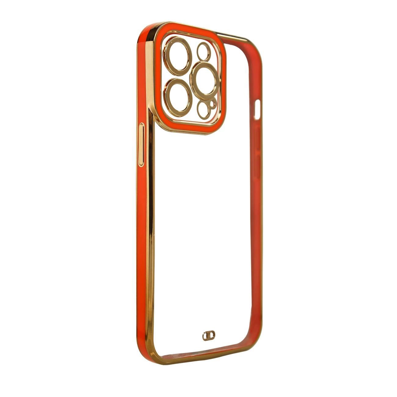 Fashion dėklas iPhone 12 Pro auksiniu rėmeliu gelinis raudonas