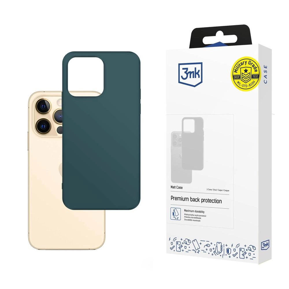 iPhone 13 Pro dėklas iš 3mk Matt Case serijos – tamsiai žalias
