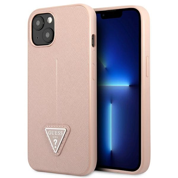 Guess GUHCP13SPSATLP iPhone 13 mini 5.4'' rožinis/rožinis hardcase SaffianoTriangle Logo