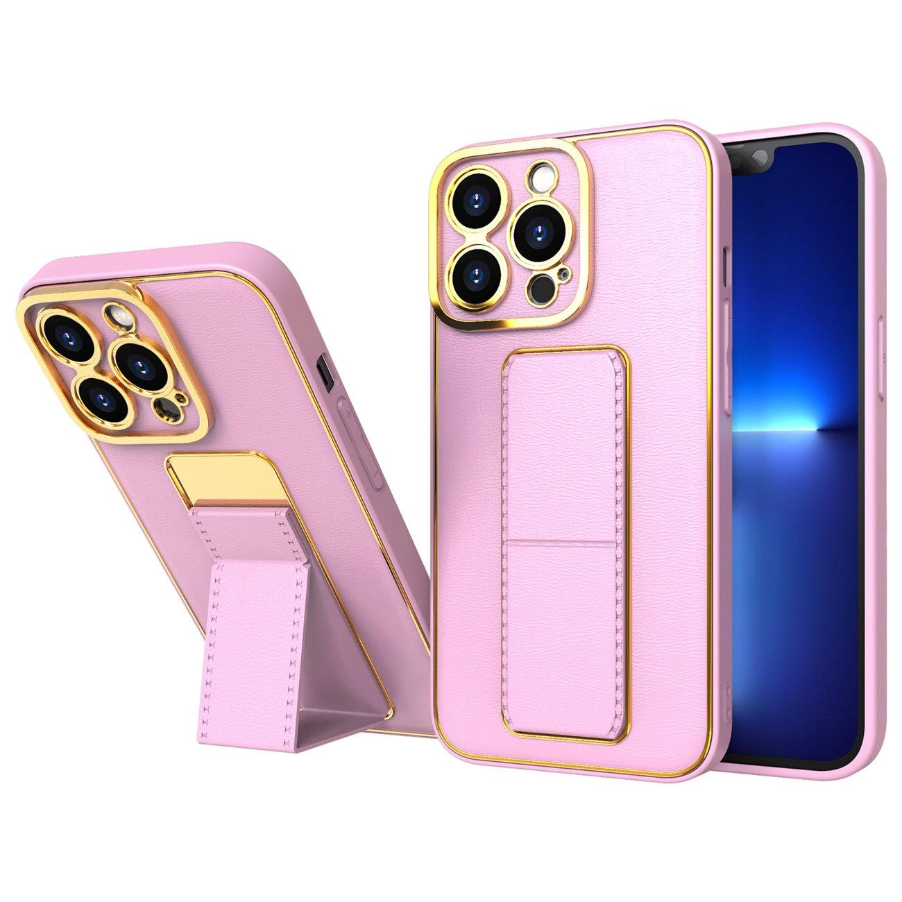 New Kickstand Case dėklas iPhone 13 Pro su stovu rožinis