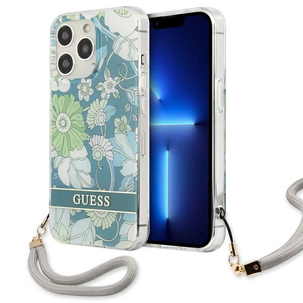 Guess GUHCP13LHFLSN iPhone 13 Pro / 13 6.1'' žalias/žalias hardcase Flower Strap