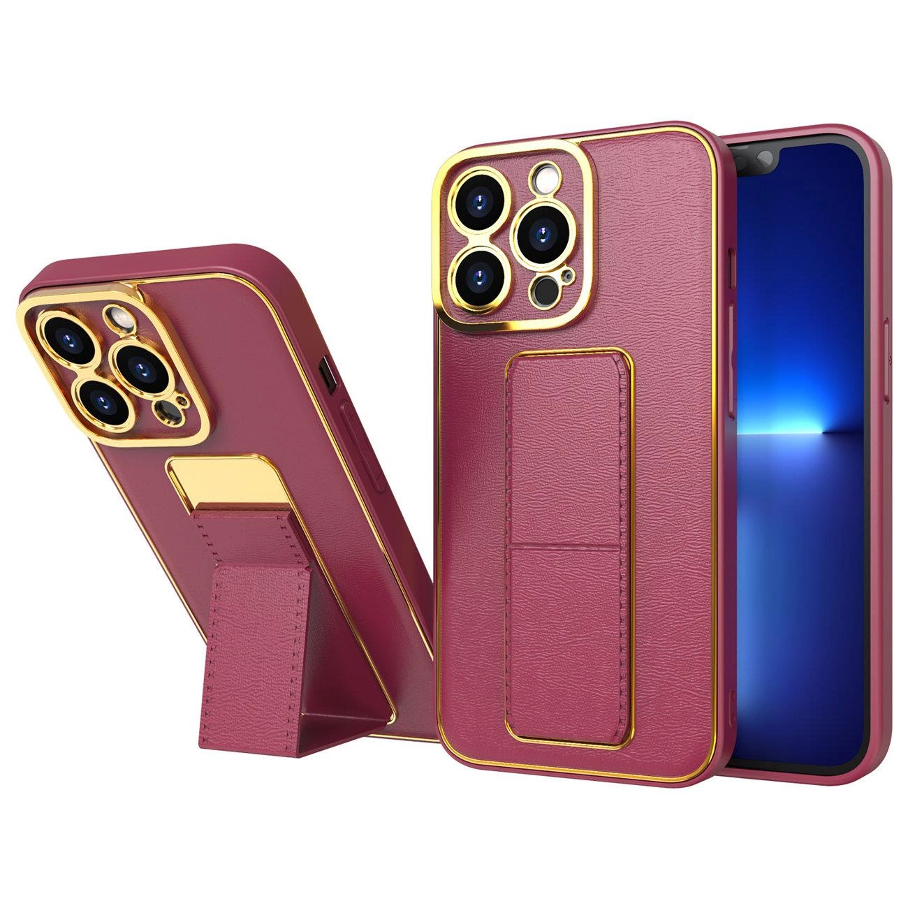 New Kickstand Case dėklas iPhone 13 Pro su stovu raudonas
