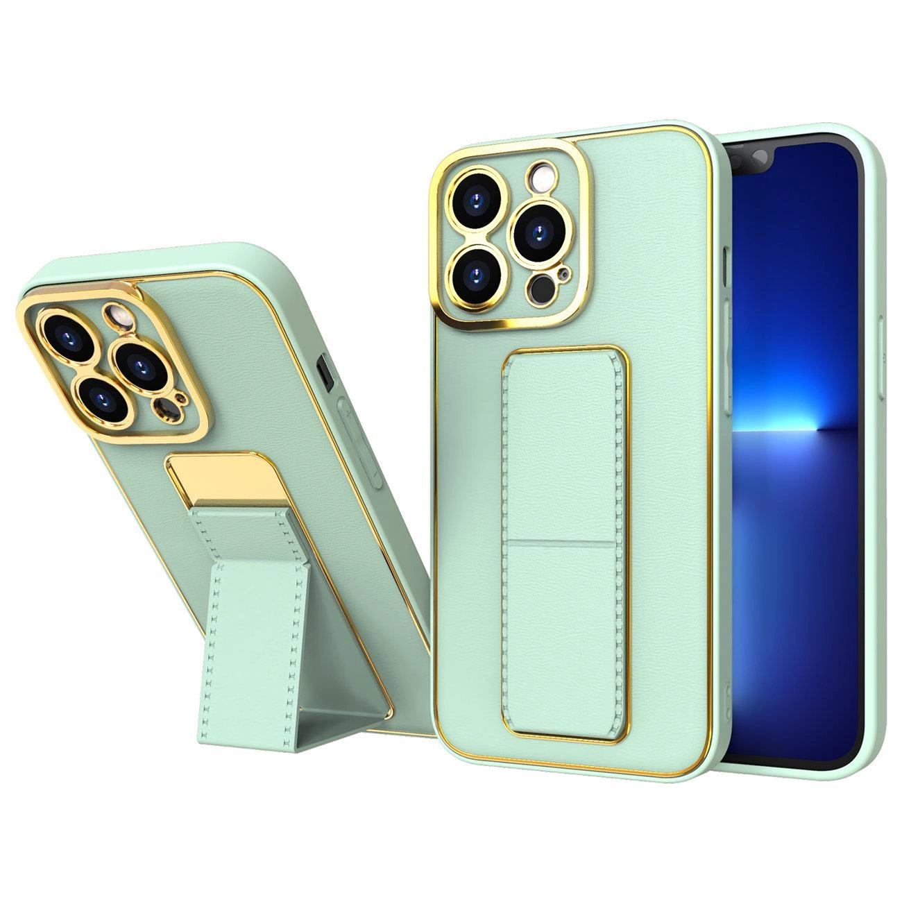 New Kickstand Case dėklas iPhone 13 su stovu žalias