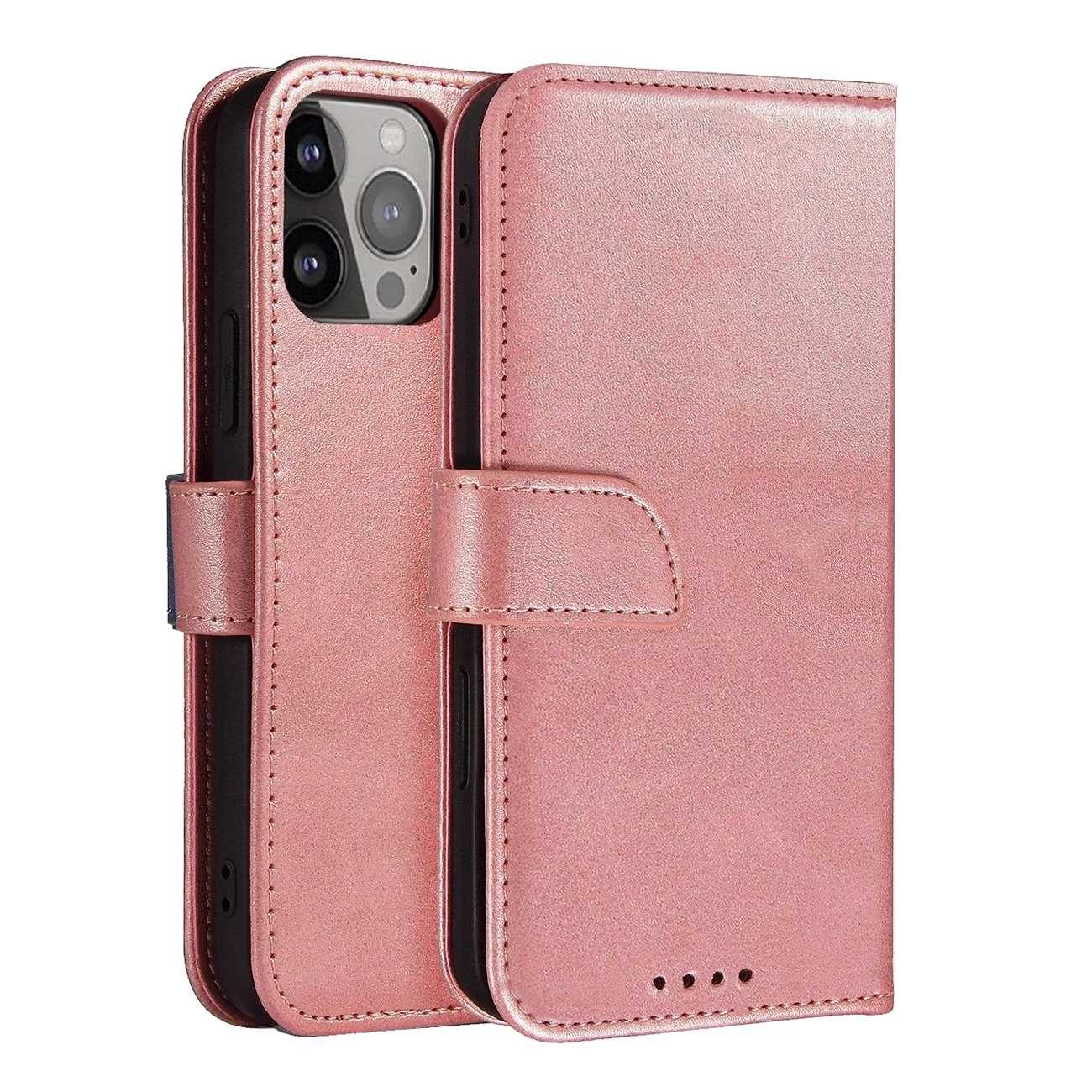 Magnet Case elegantiškas dėklas knygutė su stovu iPhone 14 Pro rožinis