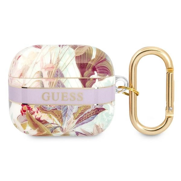 Guess GUA3HHFLU AirPods 3 dėklas violetinis/violetinis Flower Strap Collection
