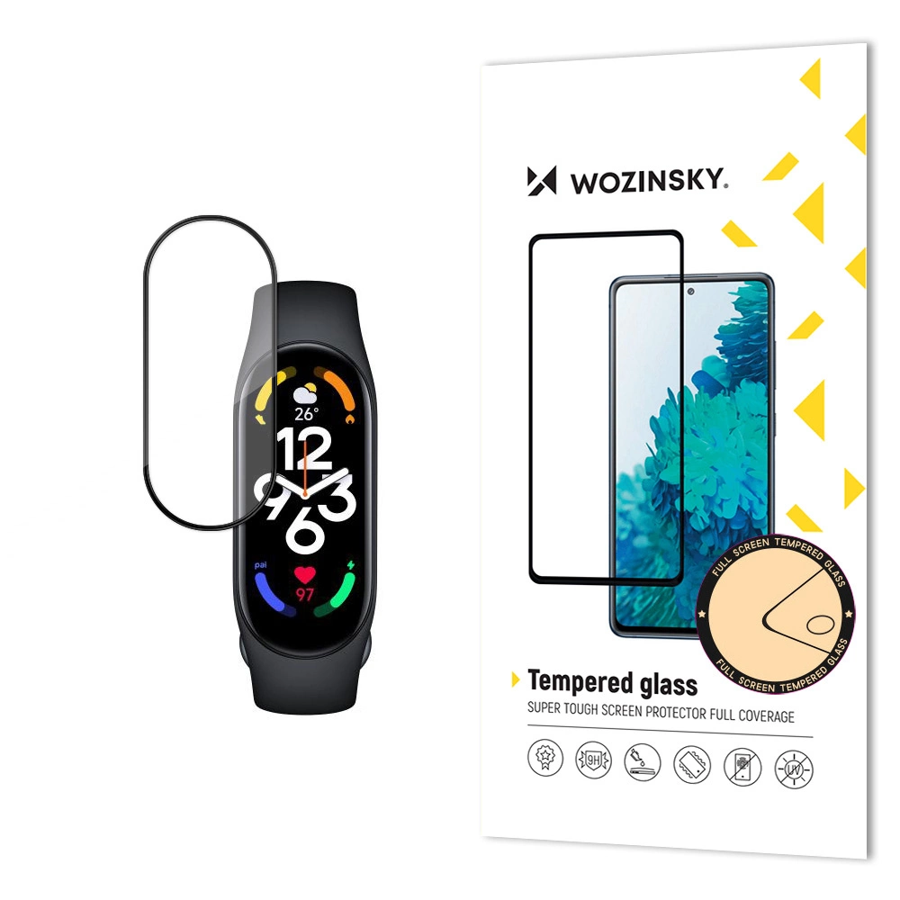 Wozinsky Full Glue Xiaomi Mi Band 7 juodas grūdintas stiklas
