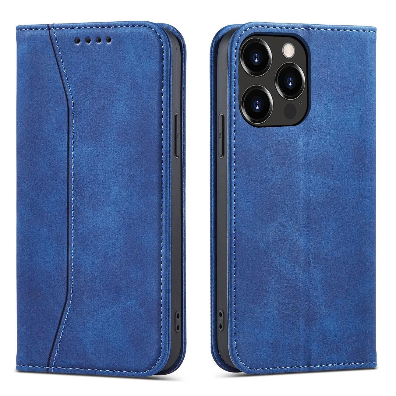 Magnet Fancy Case dėklas iPhone 14 Pro knygutė su pinigine ir stovu mėlynas