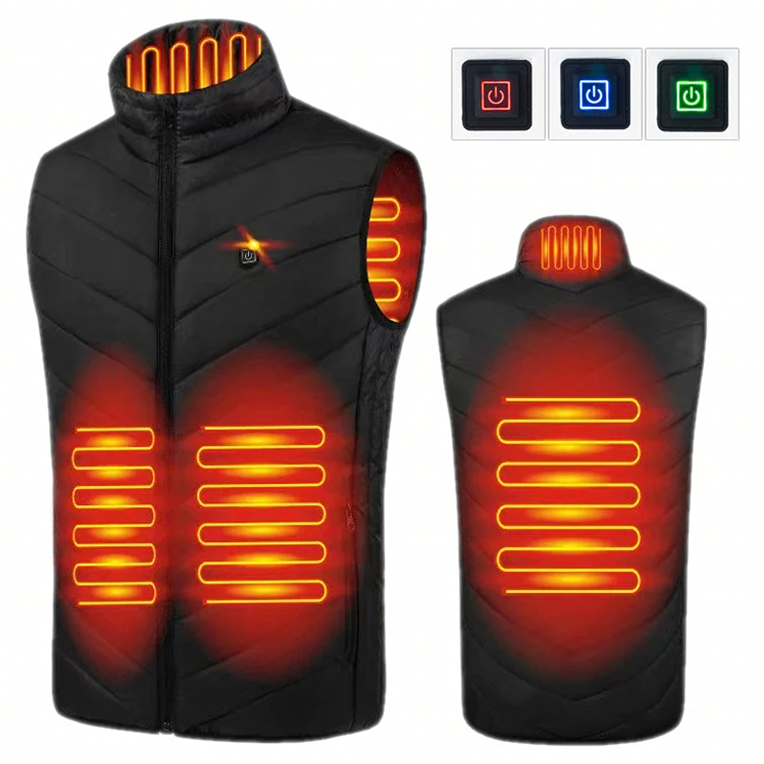 Įkaitinta liemenė be rankovių žieminė striukė unisex USB Powerbank 4XL