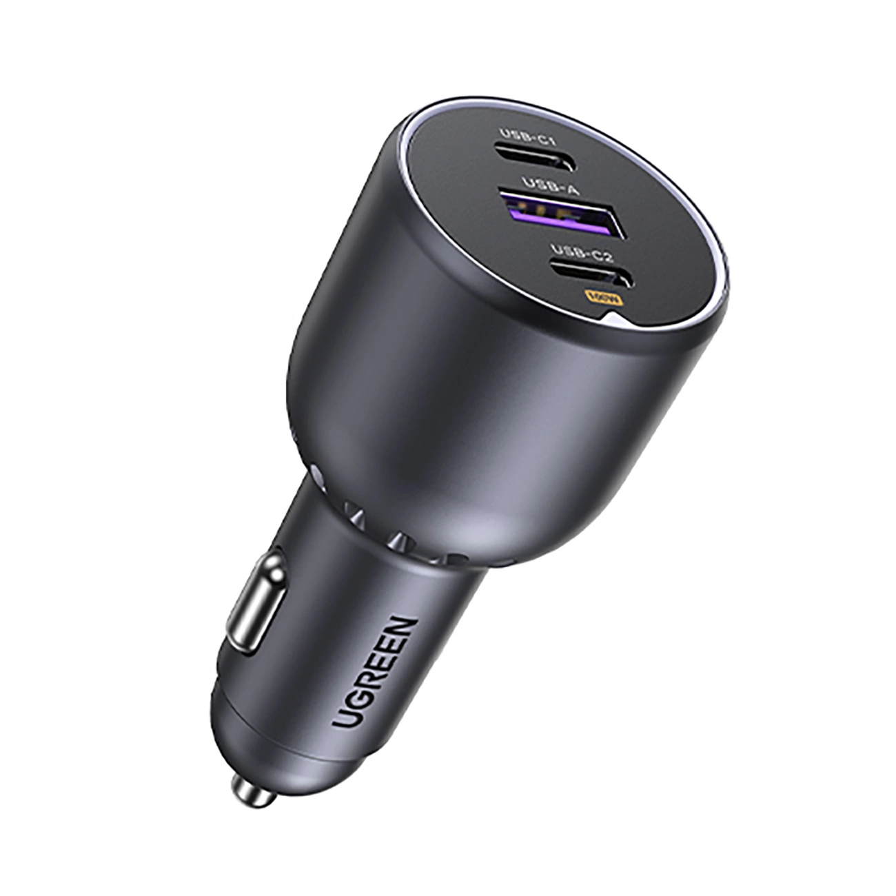 Ugreen EC705 automobilinis įkroviklis 130W 2x USB-C 1x USB-A - pilkas
