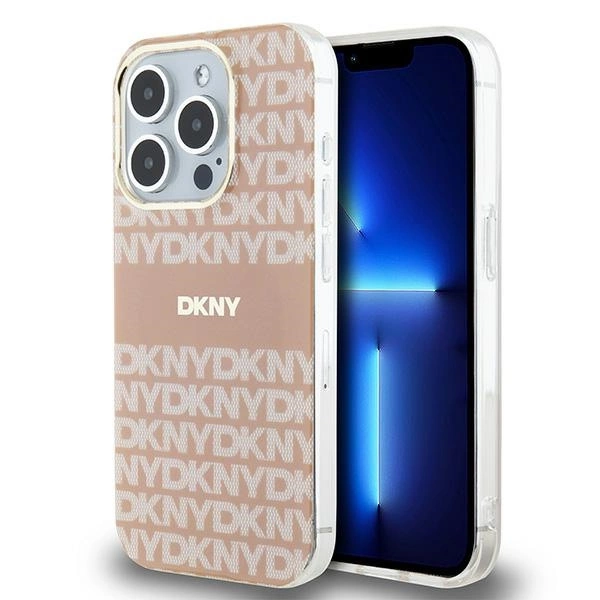 DKNY IML Mono & Stripe MagSafe dėklas iPhone 15 Pro – rožinis