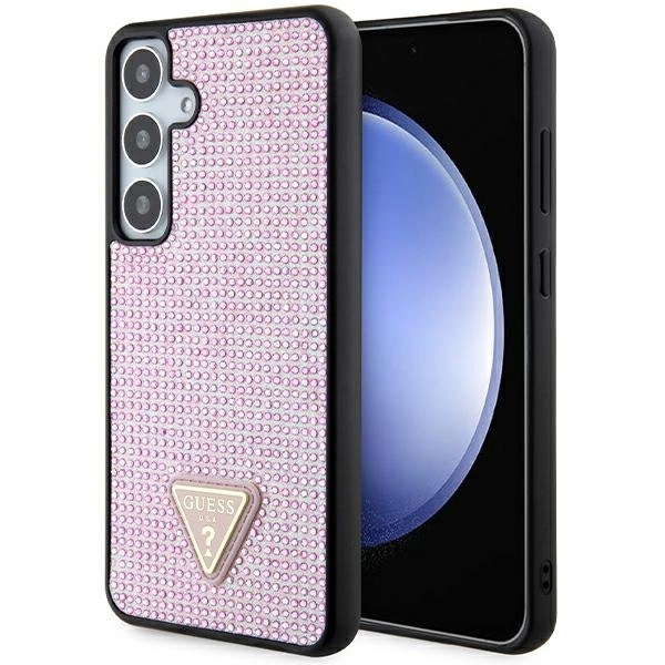 Guess Rhinestone Triangle dėklas Samsung Galaxy S24+ - rožinis