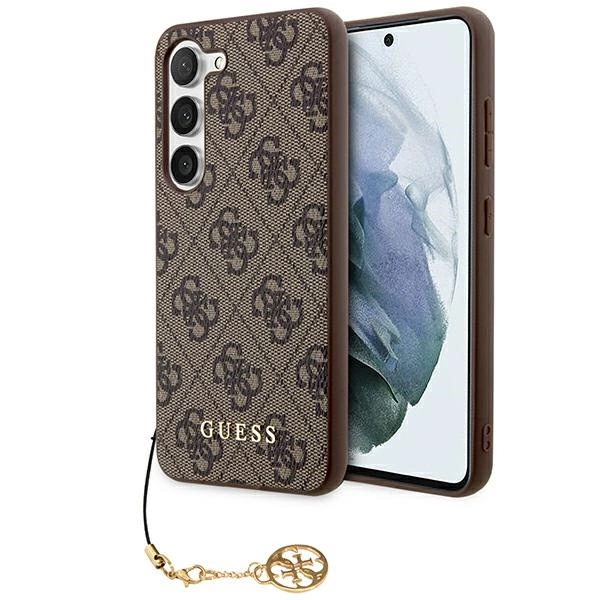 Guess 4G Charms kolekcija dėklas Samsung Galaxy A35 – rudas